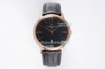 Swiss Replica Vacheron Constantin Patrimony Rose Gold Black Dial With Leather Strap 40MM